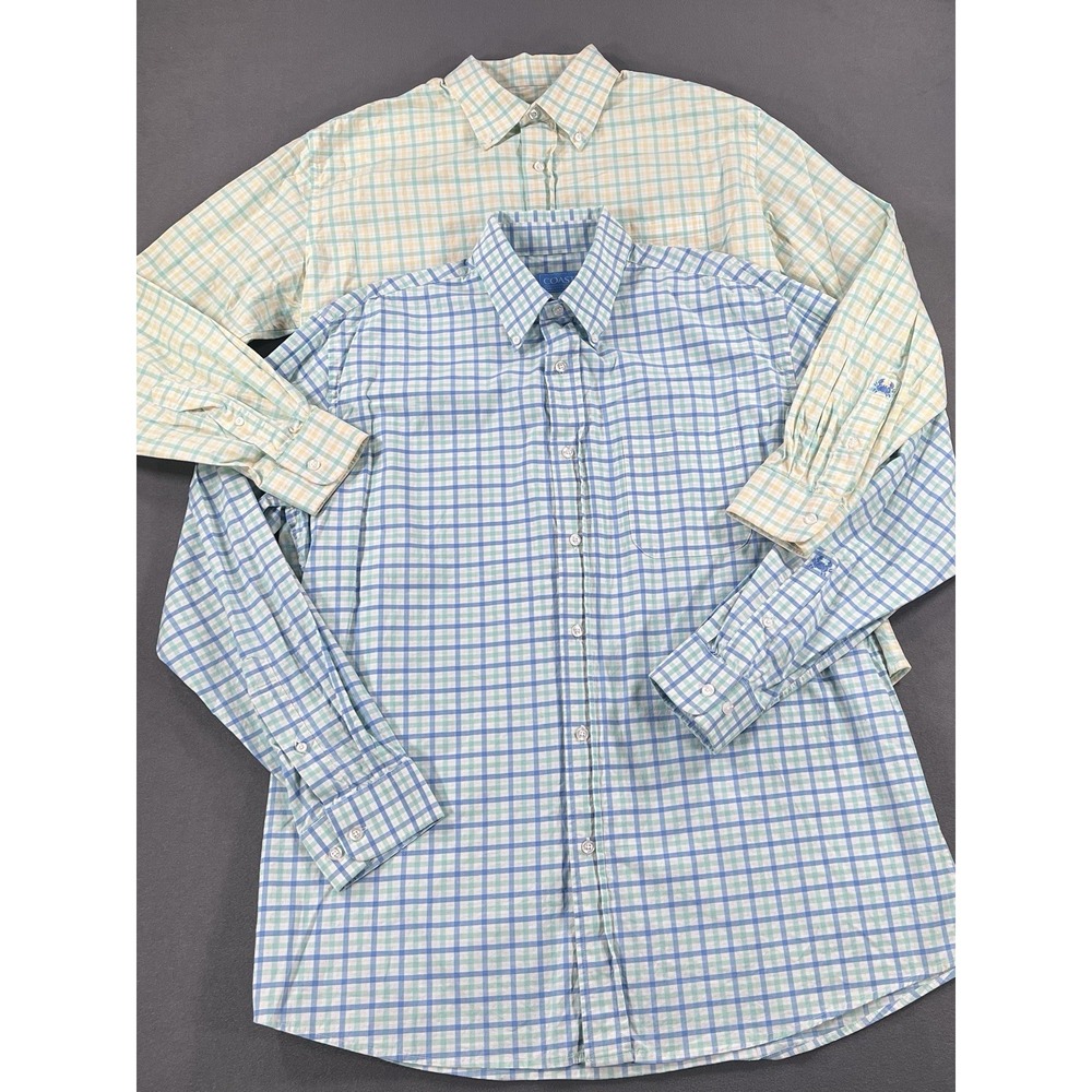 Coast Pawleys Island Huntington Shirt Lot Mens L Plaid Button Up Coastal Casual